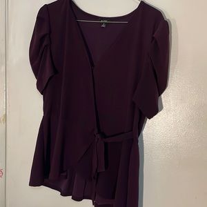 Purple v neck dress shirt